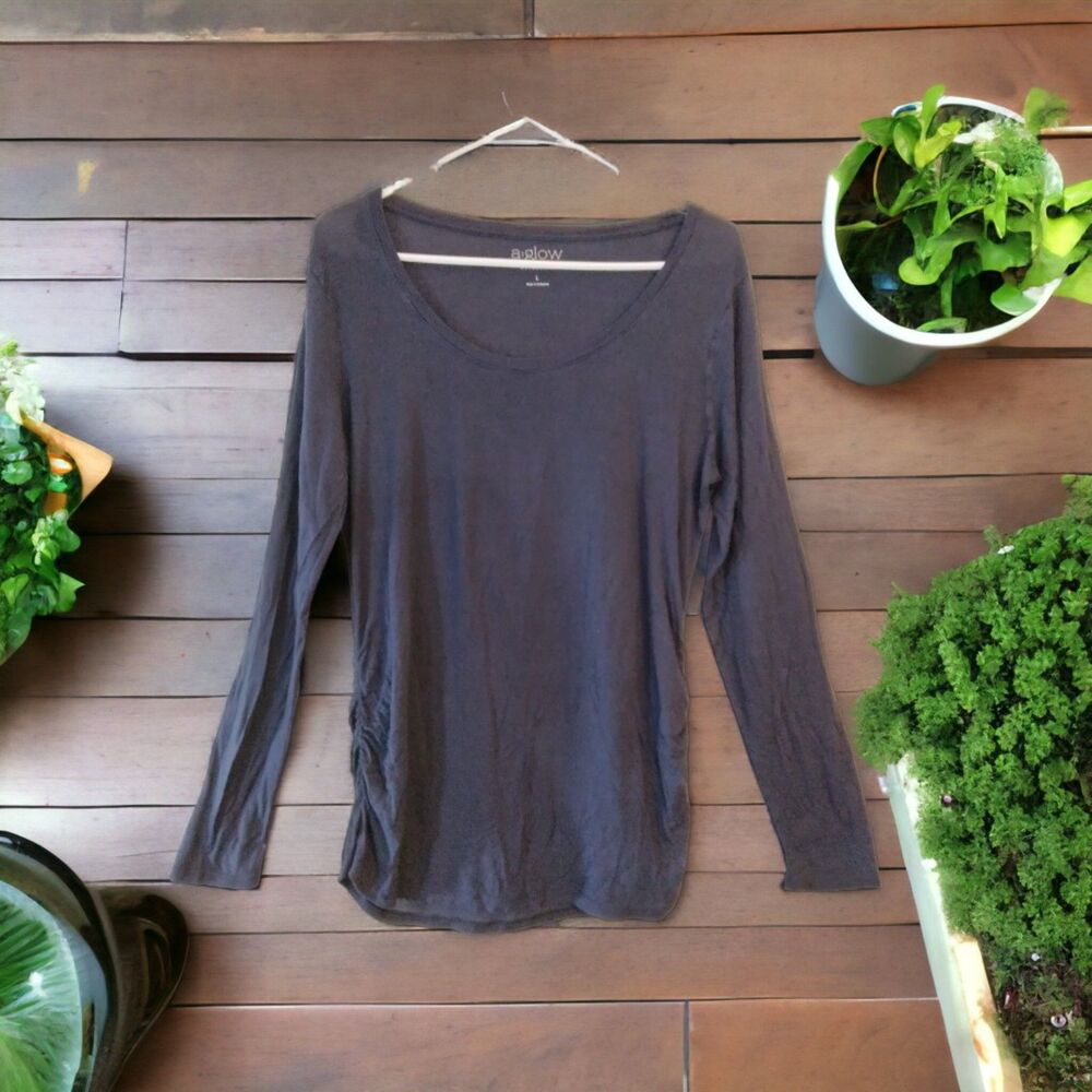 A:Glow Navy Blue Maternity long sleeve top Women's Large